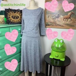 Sangria Stretch Faux Wool Dress w/ Bodice Overlay